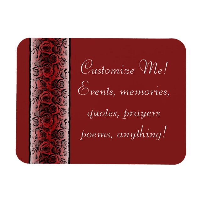 Customisable vintage red rose stripe magnet (Horizontal)