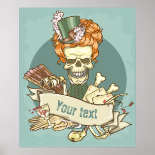 Customisable Vintage Skull Poster