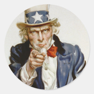 Customisable Vintage Uncle Sam Classic Round Sticker