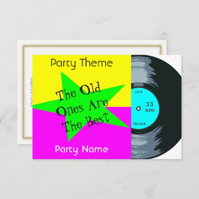 Customisable Vinyl Record Party Invitation (Front/Back)