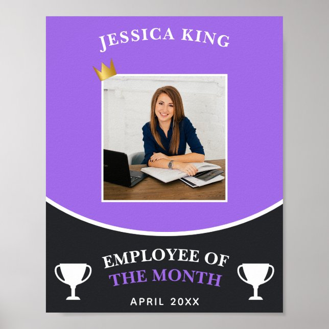 Customisable Violet Employee Of The Month Picture Poster (Front)