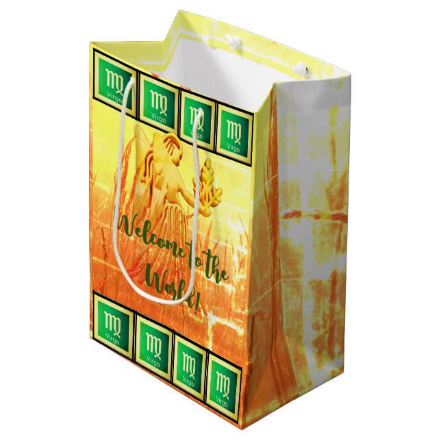 Customisable Virgo - Happy Birthday Baby Infant Medium Gift Bag (Front Angled)