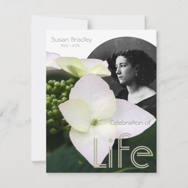 Customisable W Celebration of Life with Portrait Invitation (Front)