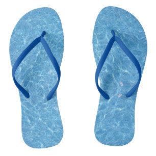 Customisable Water Aqua Blue Slim Straps Adult Jandals