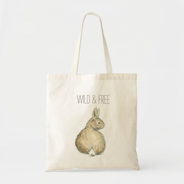 Customisable Watercolor Bunny Tote Bag (Front)