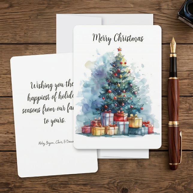 Customisable Watercolor Christmas Tree Holiday Card (Creator Uploaded)
