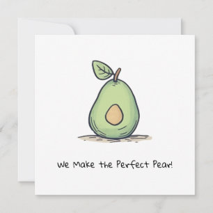 Customisable Watercolor Cute Pear Holiday Card
