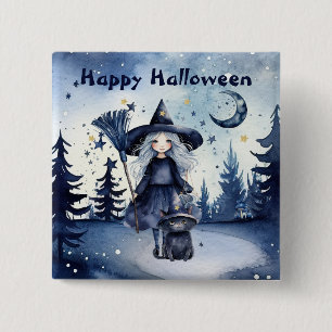 Customisable Watercolor Halloween Button