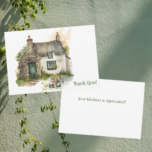 Customisable Watercolor Irish Cottage Thank You Card