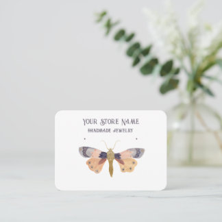 Customisable Watercolor Moth Jewellery Display Business Card