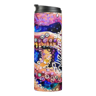 Customisable Watercolor Octopus with Name Thermal Tumbler