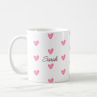 Customisable Watercolor Pink Hearts Coffee Mug