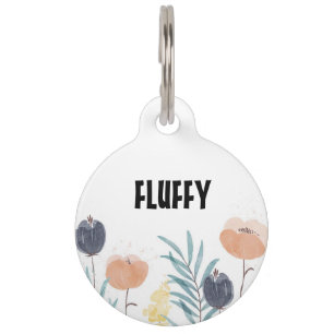 Customisable watercolor wildflowers pet tag