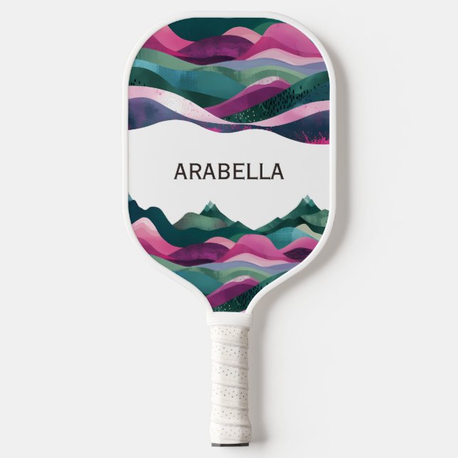 Customisable Waves  Abstract Mountain Landscape  Pickleball Paddle (Front)