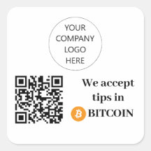 Customisable We Accept Tips in Bitcoin Sticker