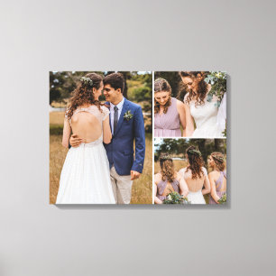 Customisable Wedding 3 Photos simple layout Canvas Print