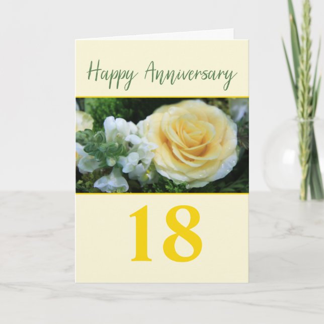 Customisable Wedding Anniversary  Yellow Rose Card (Front)