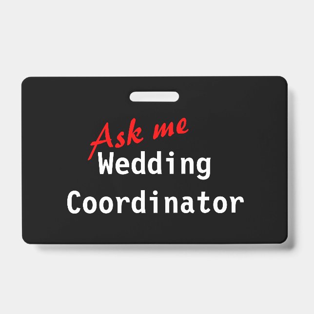 Customisable Wedding Coordinator Badge ID Badge (Front)