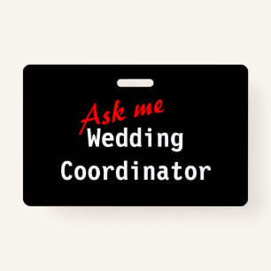 Customisable Wedding Coordinator Badge ID Badge