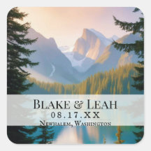 Customisable Wedding Date Event Sticker Mountain