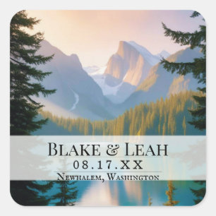 Customisable Wedding Date Event Sticker Mountain
