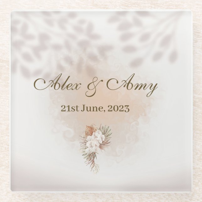 Customisable Wedding Glass Coaster (Front)