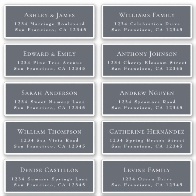 Customisable Wedding Guest Address Labels (Front)