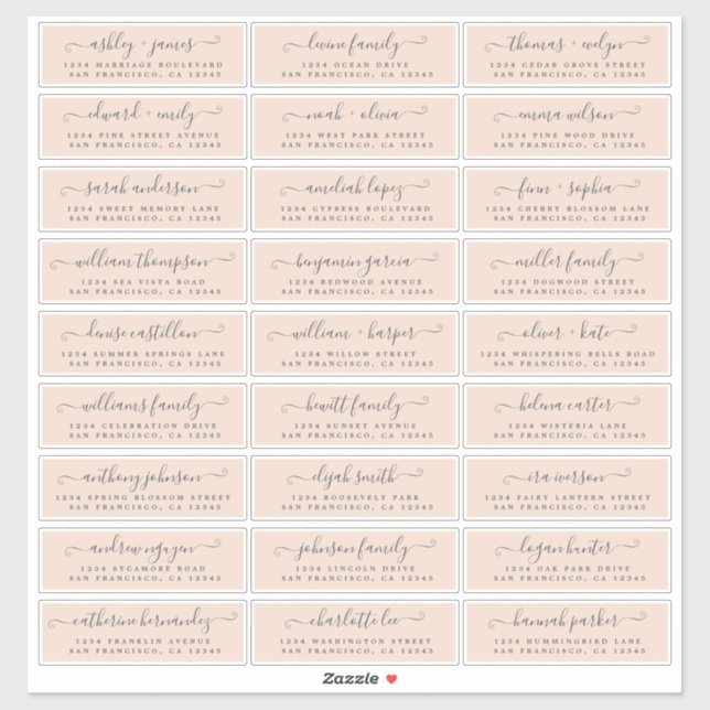 Customisable Wedding Guest Address Labels (Sheet)