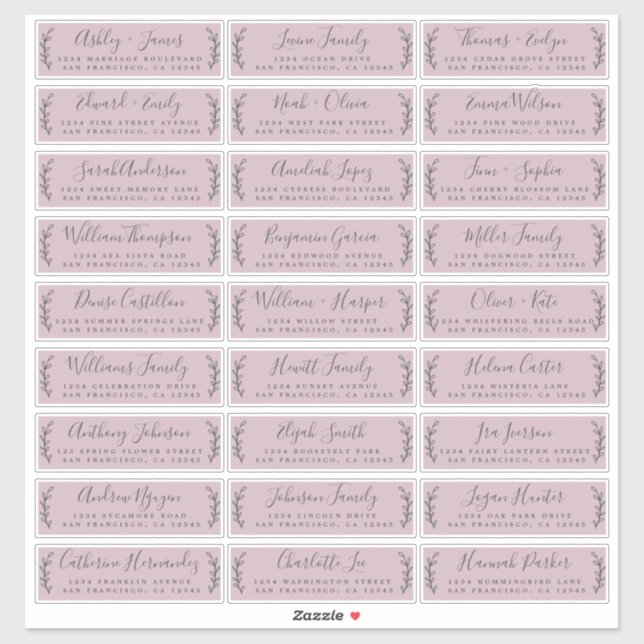 Customisable Wedding Guest Address Labels (Sheet)