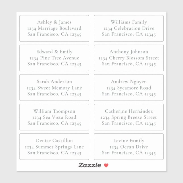 Customisable Wedding Guest Address Labels (Sheet)
