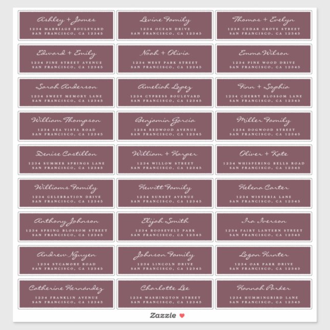 Customisable Wedding Guest Address Labels (Sheet)