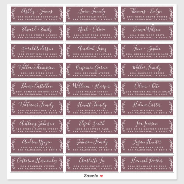 Customisable Wedding Guest Address Labels (Sheet)