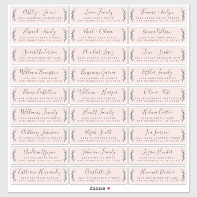 Customisable Wedding Guest Address Labels (Sheet)