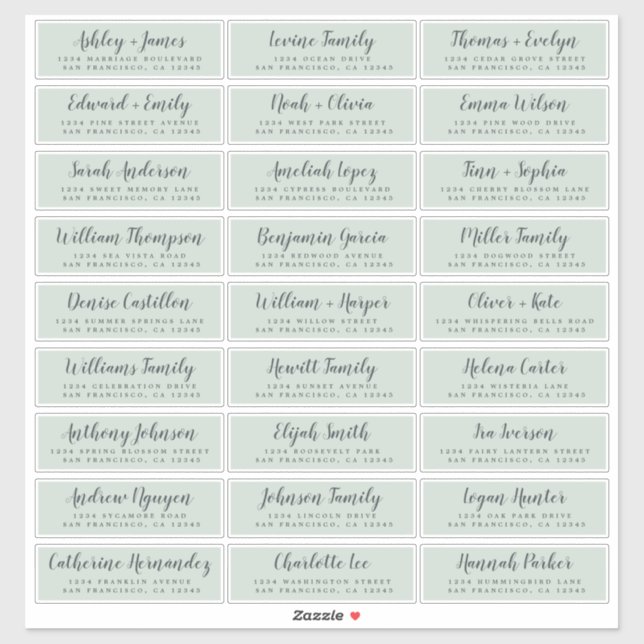 Customisable Wedding Guest Address Labels (Sheet)