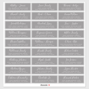 Customisable Wedding Guest Address Labels