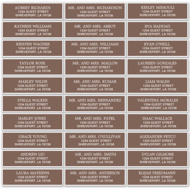 Customisable Wedding Guest Address Labels (Front)