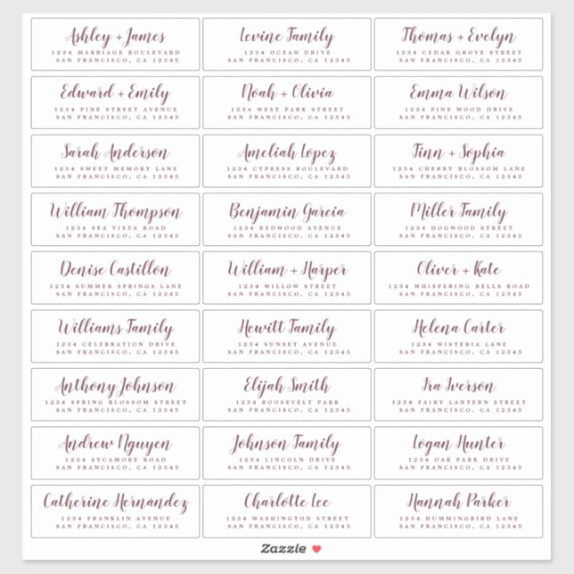 Customisable Wedding Guest Address Labels (Sheet)