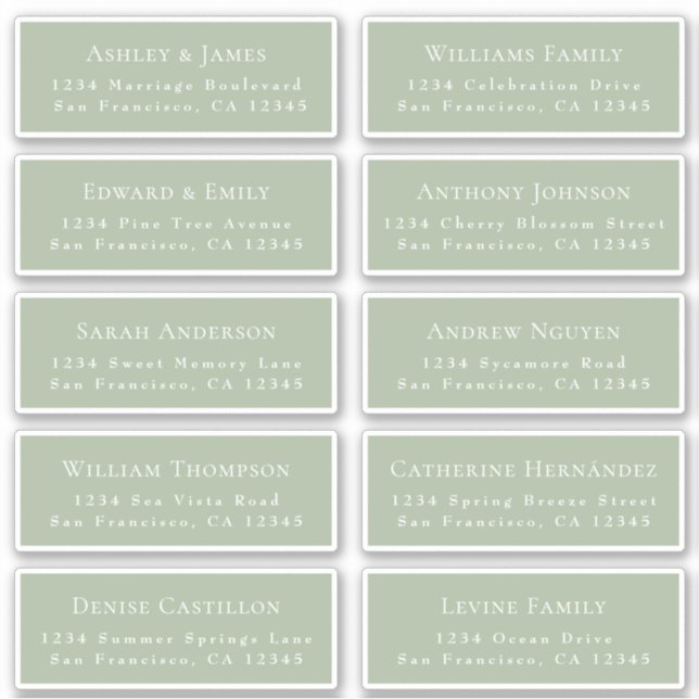 Customisable Wedding Guest Address Labels (Front)