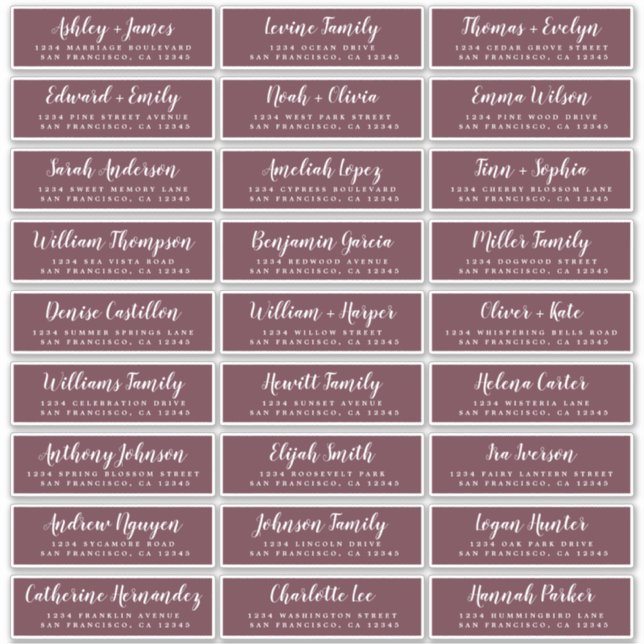 Customisable Wedding Guest Address Labels (Front)