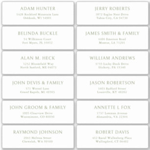 Customisable wedding guest address labels sticker