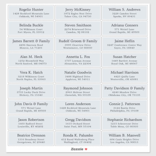 Customisable wedding guest address labels sticker (Sheet)