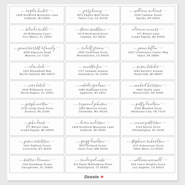 Customisable wedding guest address labels sticker (Sheet)