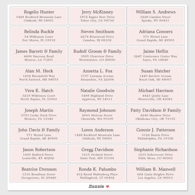 Customisable wedding guest address labels sticker (Sheet)