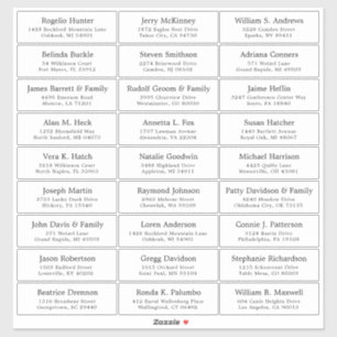 Customisable wedding guest address labels sticker