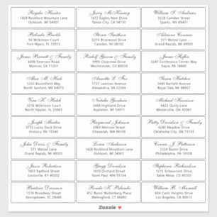 Customisable wedding guest address labels sticker