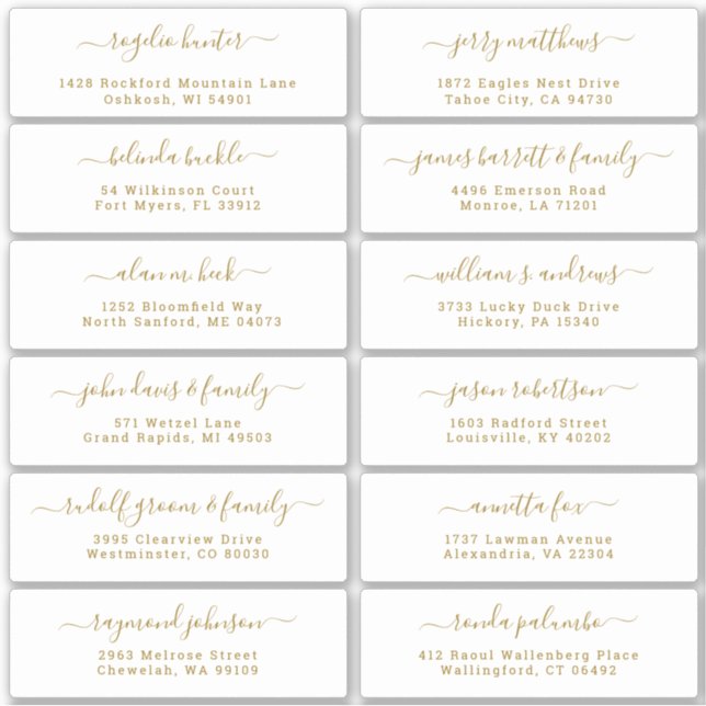 Customisable wedding guest address labels sticker (Front)