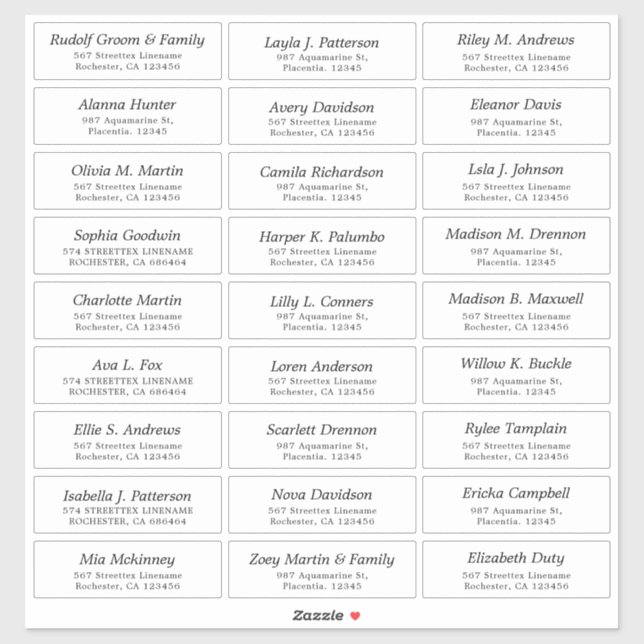 Customisable Wedding Guest lable Stickers (Sheet)