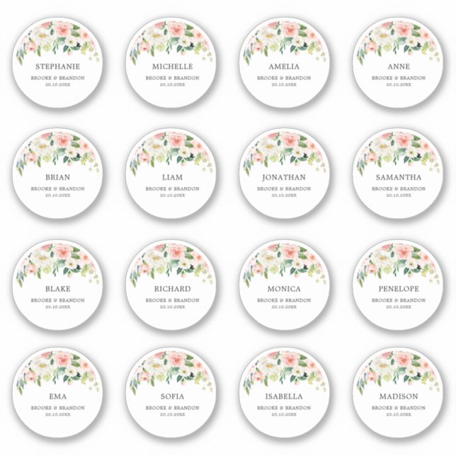 Customisable wedding guest Name Thank you Sticker (Front)