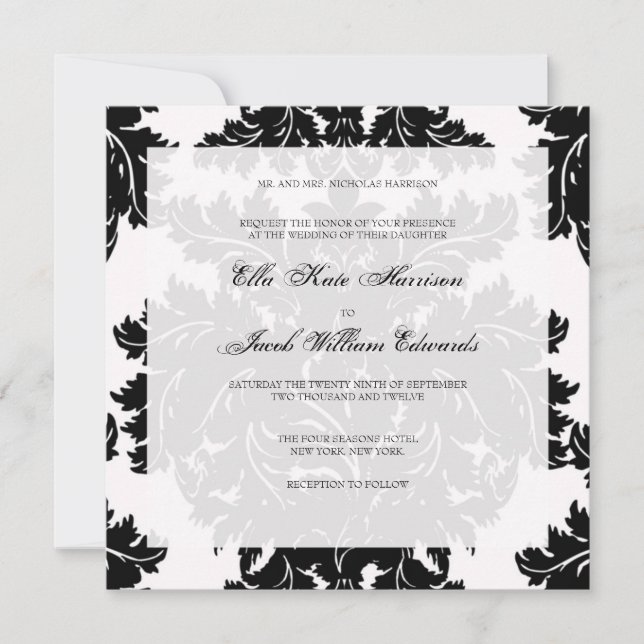 Customisable Wedding Invitation :: DAMASK (Front)