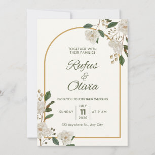 Customisable Wedding Invitation with Floral Accent